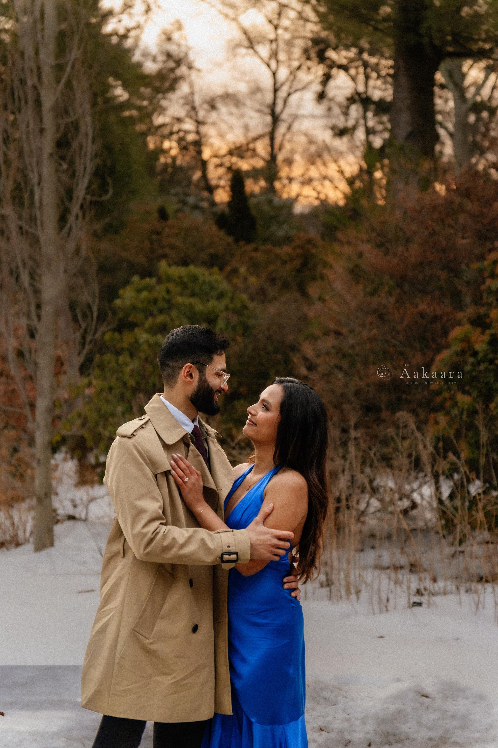 Karthik & Sunayna in a cinematic couple portrait in New York City.