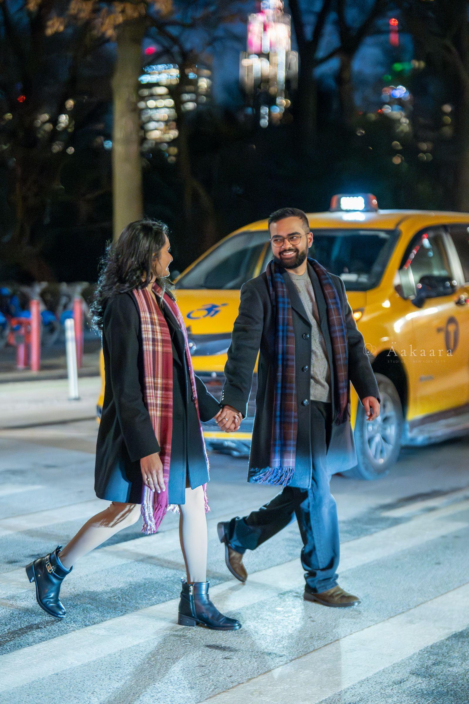 Sachin & Poojitha share a quiet moment near the Brooklyn Bridge.